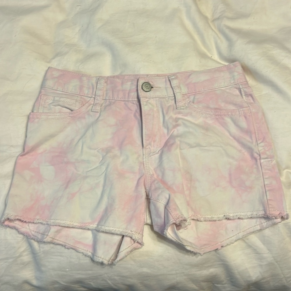 Old navy girls Jean shorts pink tye-dye size 12